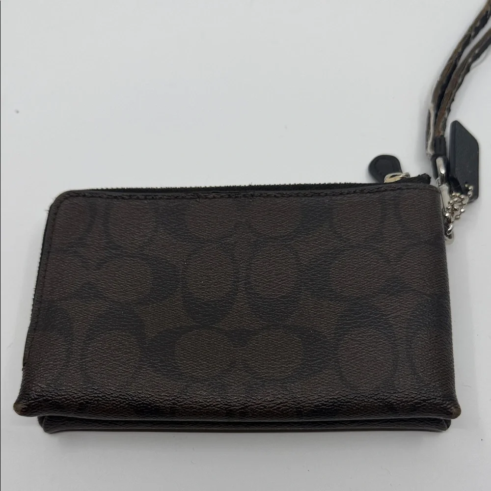 Coach Signature Brown Wristlet - Picture 2 of 5